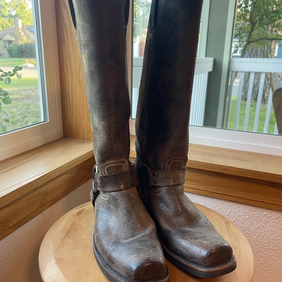 FRYE Harness 15R Brown Tall Knee High Biker Moto Motorcycle Boots - Picture 14 of 16